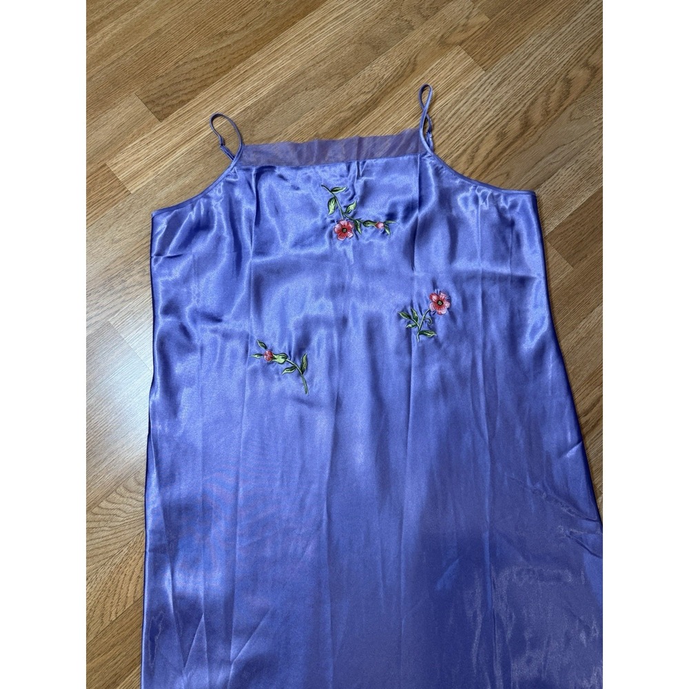 Vintage Roaman's Lavender Purple Floral Nightgown Sleep Satin Slip Dress 1X - Picture 8 of 11
